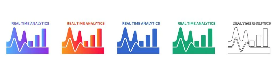 Real Time Analytics and Data Chart Icons Stock Illustration