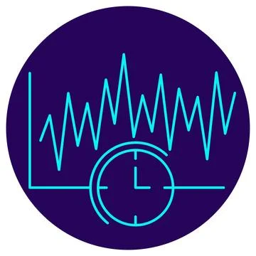 Real-Time Analytics Icon. Minimalistic neon outline Illustrazione stock