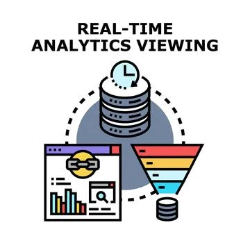 Real time analytics viewing data processing and visualization Stockillustratie