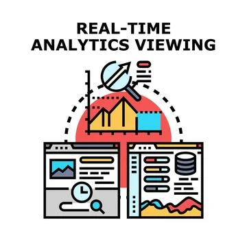 Real time analytics viewing data dashboard concept Stockillustratie