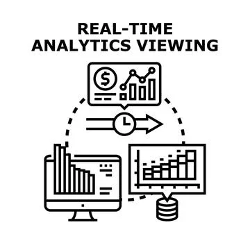 Real time analytics viewing financial business data flow Stockillustratie