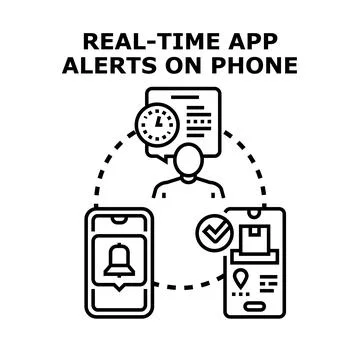 Real time app alerts and notifications on phone Stock-Illustration