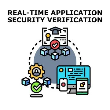 Real time application security verification process concept Stock Illustration
