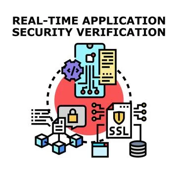 Real time application security verification process concept Stock Illustration