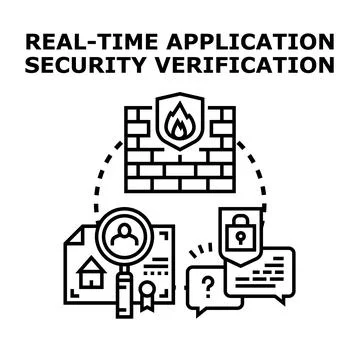 Real time application security verification process concept 库存插图