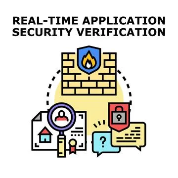 Real time application security verification process concept 库存插图