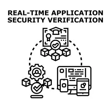 Real time application security verification process concept 스톡 일러스트