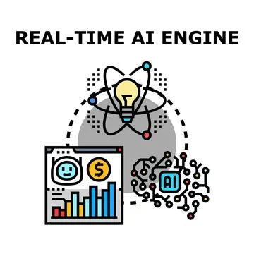 Real time artificial intelligence engine processing data and generating ins.. Stock Illustration