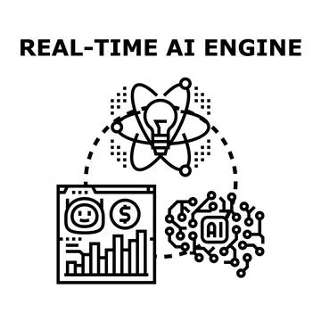 Real time artificial intelligence engine vector illustration a circuit board  Stock Illustration