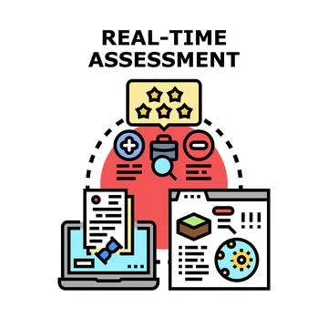 Real time assessment measuring project data processing Stock Illustration