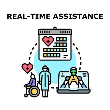 Real time assistance concept for integrated healthcare and patient support Stock Illustration