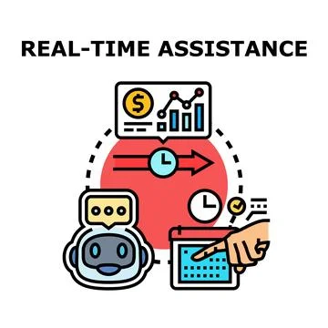 Real time assistance concept using chatbot technology Stock Illustration