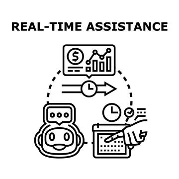 Real time assistance concept using chatbot technology Stock Illustration