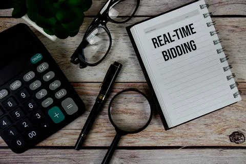 Real-time Bidding (RTB) text on notepad, Business and Financial concept bac.. Stock Photos