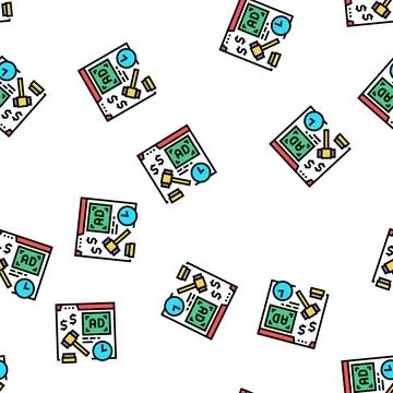 Real time bidding vector seamless pattern 库存插图