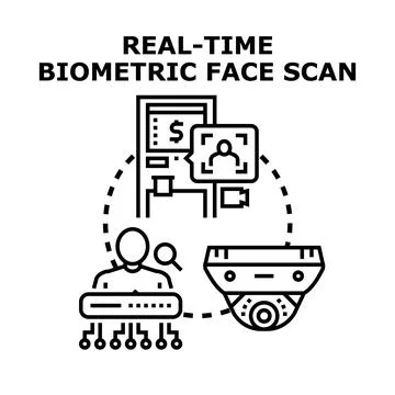 Real time biometric face scan authentication system Illustrazione stock