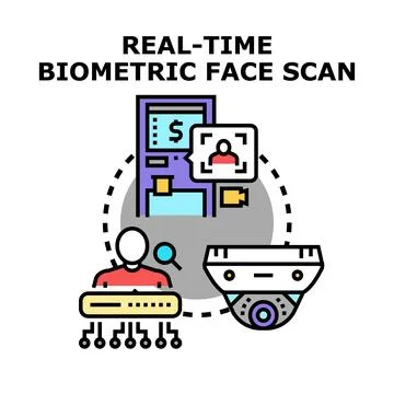 Real time biometric face scan authentication system 스톡 일러스트