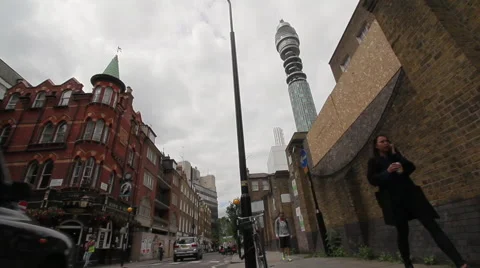 Real time of BT tower,  seen from Cleveland Street London Vídeos de archivo 64922687