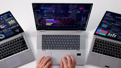 Real-time Business Analytics On Computer Screen Stock Footage 322841434