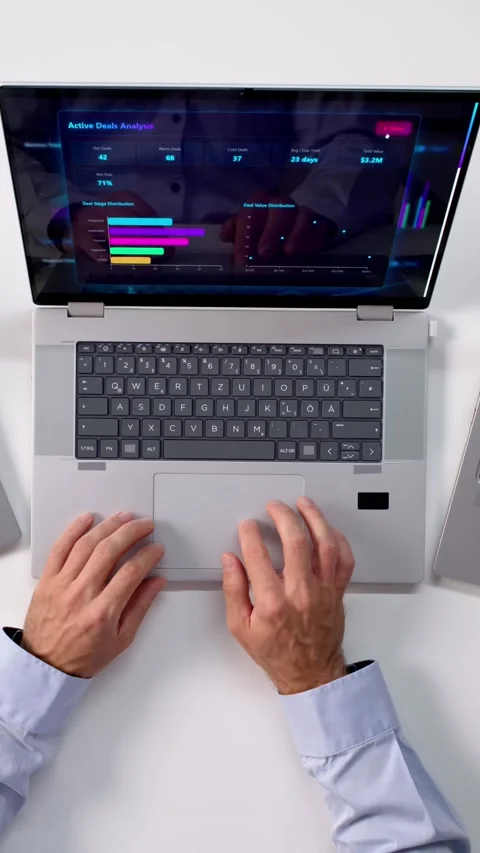 Real-time Business Analytics On Computer Screen Stock Footage 322844779