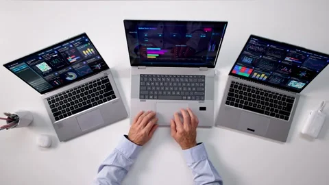 Real-time Business Analytics On Computer Screen Stock Footage 326838291