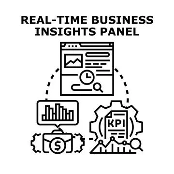 Real time business insights panel concept illustrating data analysis Stock Illustration
