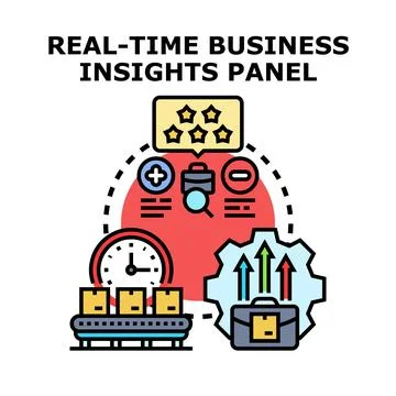 Real time business insights panel concept illustration Illustrazione stock
