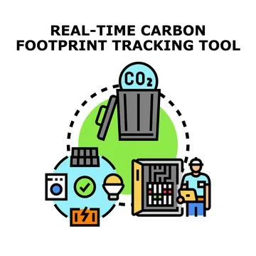 Real time carbon footprint tracking tool concept Stock Illustration