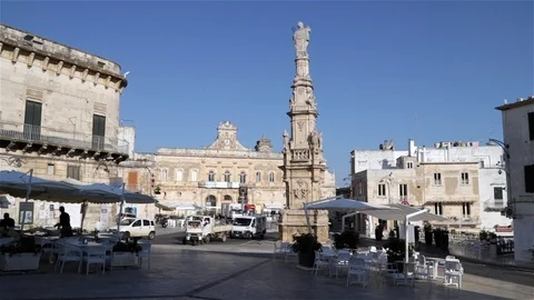 Real time of central square of Ostuni, Italy Stock Footage 119119925