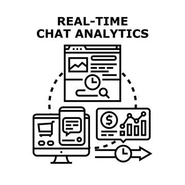 Real time chat analytics concept illustrating customer support data Stock Illustration