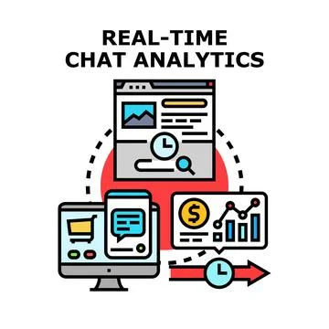 Real time chat analytics concept illustrating customer support data Stock Illustration