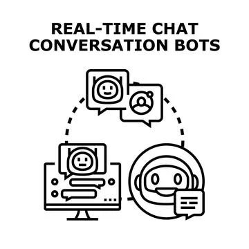 Real time chat conversation bots digital technology Stock Illustration