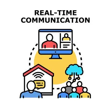 Real time communication connecting users and groups online Stock Illustration