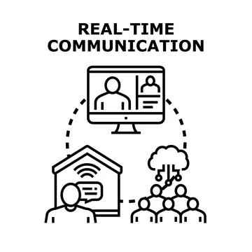 Real time communication connecting users and groups online Stock Illustration