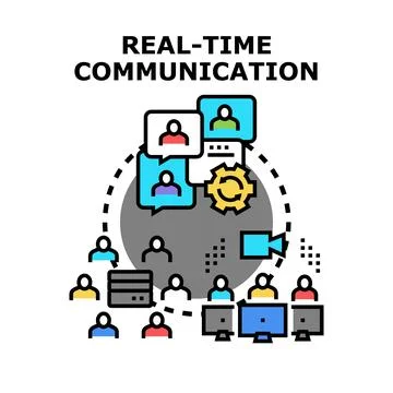 Real time communication network connecting diverse users Stock Illustration