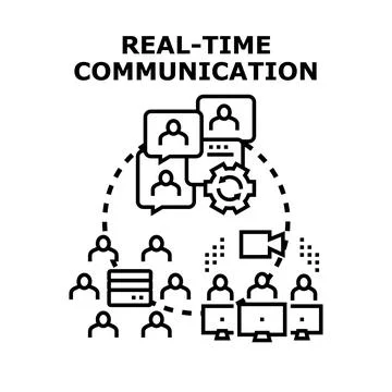 Real time communication network connecting diverse users Stock Illustration