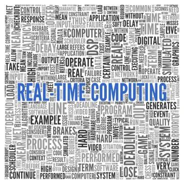 Real-time computing concept word tag cloud design Illustrazione stock