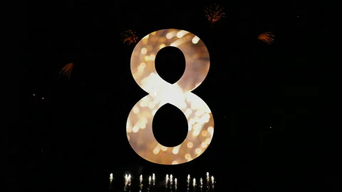 Real time countdown from 9 to firework of year 2022 greeting during new year eve Stock Footage 166557220