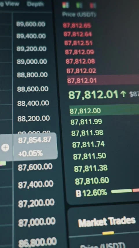 Real-Time Cryptocurrency Order Book with Volatile Price Ticker Stock Footage 324949628