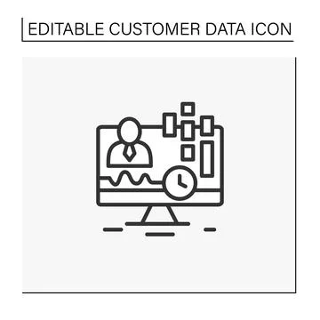 Real-time customer data line icon Stock Illustration