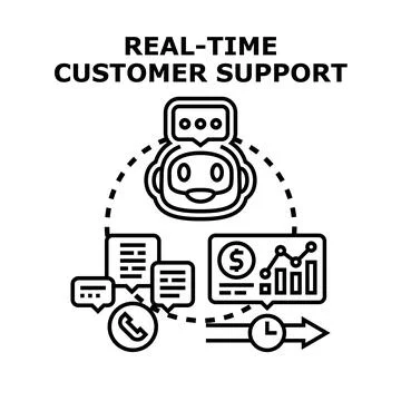 Real time customer support chatbot providing digital assistance service Stock Illustration