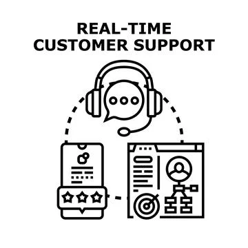 Real time customer support managing online client service experience Stock Illustration