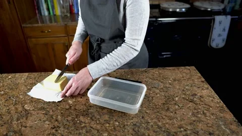 Real time cutting butter Stock Footage 150278129