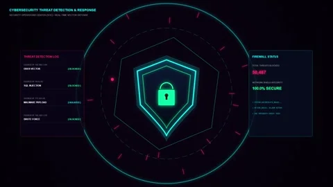Real time cybersecurity threat detection and firewall protection Stock Footage 344232279