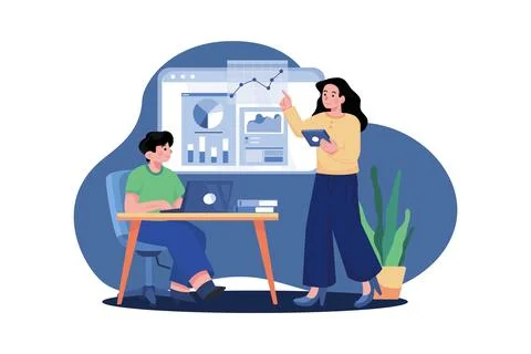 Real-time Data Analysis Illustration concept on white background Illustrazione stock