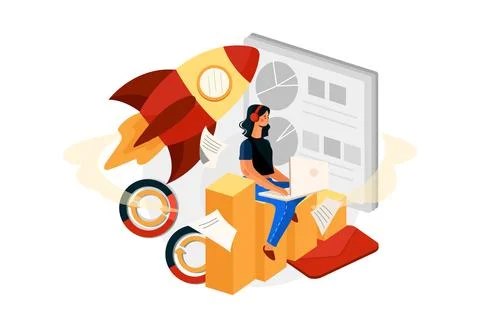 Real-time Data Analysis Vector Illustration concept. Flat illustration isolat Stock Illustration