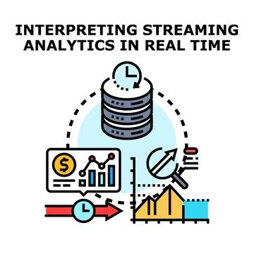 Real time data analyzing for streaming analytics concept 库存插图