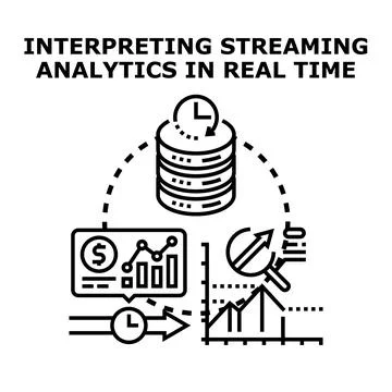 Real time data analyzing for streaming analytics concept Stock Illustration