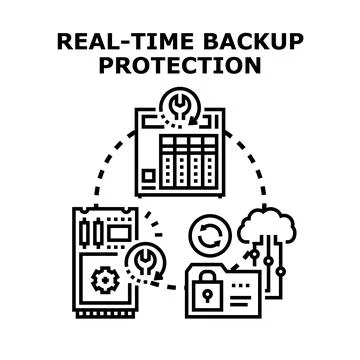 Real time data backup and protection concept Stock Illustration