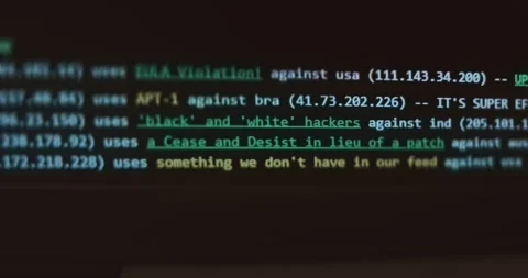 Real time data on cyber attacks, IP address of source and target countries 스톡 동영상 321759841